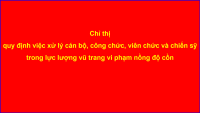 Chỉ thị quy định việc xử lý cán bộ, công chức, viên chức và chiến sỹ trong lực lượng vũ trang vi phạm nồng độ cồn