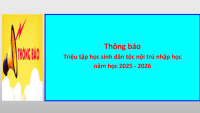 Thông báo Triệu tập học sinh dân tộc nội trú nhập học năm học 2025   2026