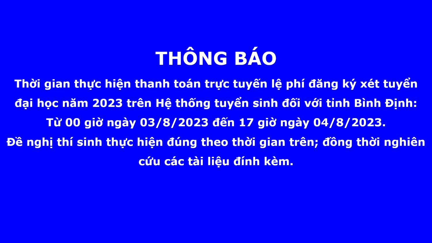 TB thanh toan truc tuyen le phi ĐH 2023