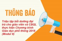 Thông báo triệu tập bồi dưỡng đại trà cho giáo viên và CBQL thực hiện Chương trình Giáo dục phổ thông 2018 (Modul 9)