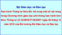 Thông tư Sửa đổi, bổ sung một số nội dung trong CT GDPT 2018
