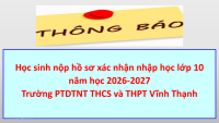 TB HS NỘP HỒ SƠ NHẬP HỌC LỚP 10 NĂM HỌC 2026 2027