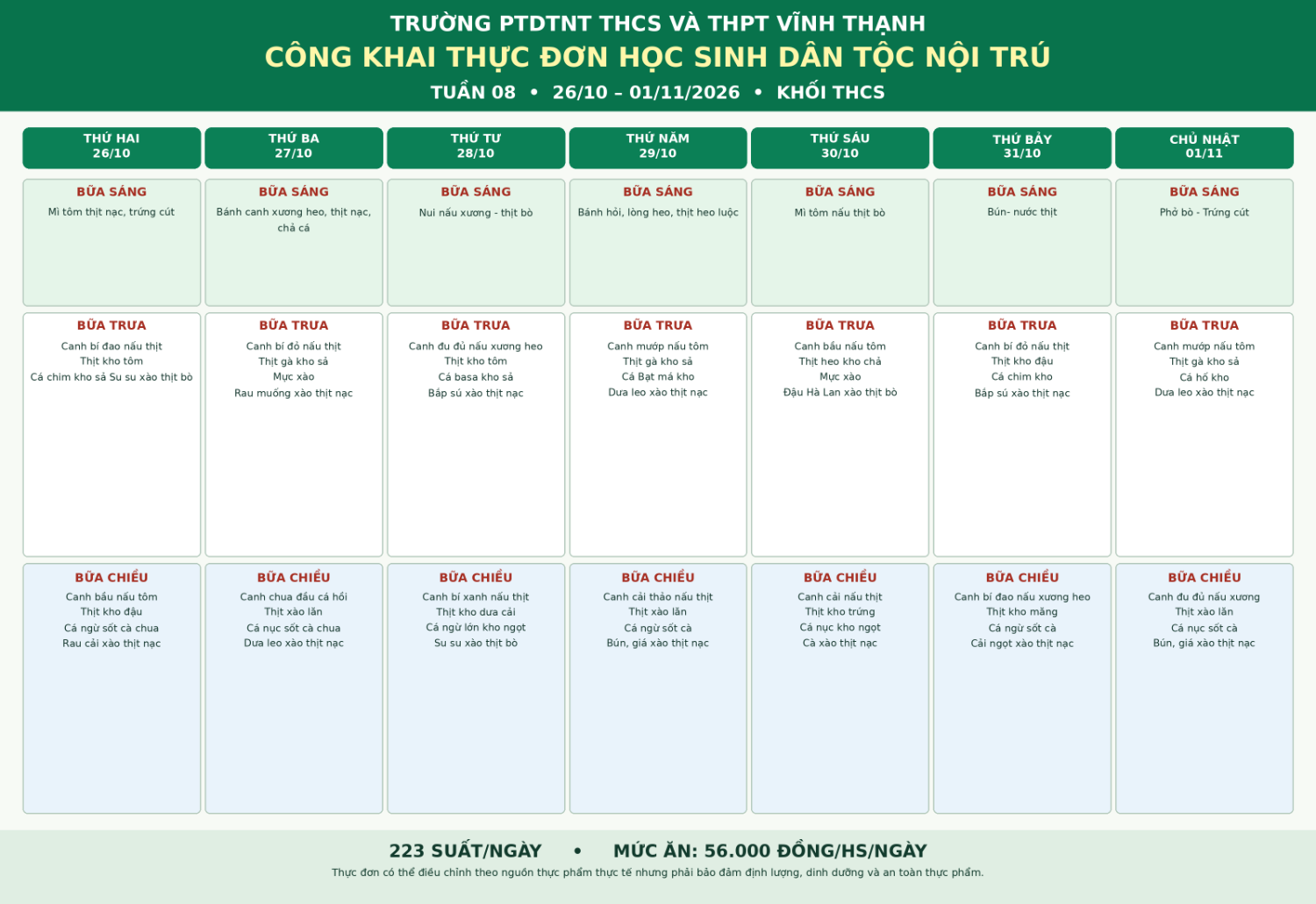 BANG CONG KHAI THUC DON TUAN 08 DUNG EXCEL